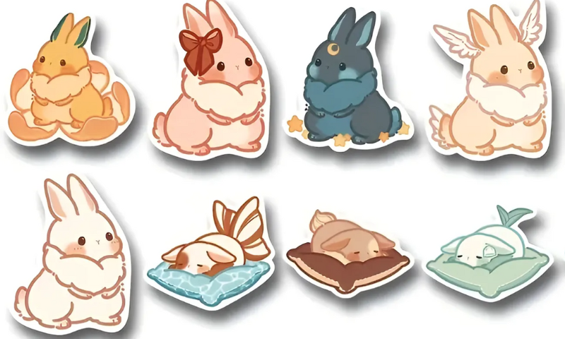 15 Mẫu sticker thỏ cute dễ thương ấn tượng 2024