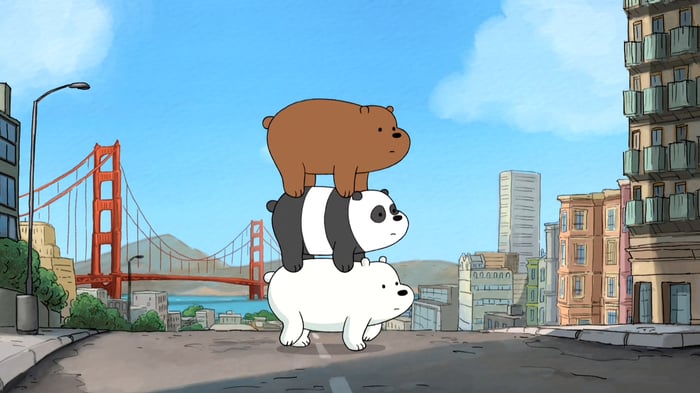 Bức tranh nền We Bare Bears đẹp lung linh