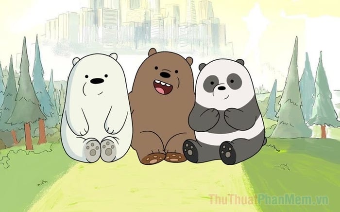 Bức tranh nền We Bare Bears đẹp lung linh