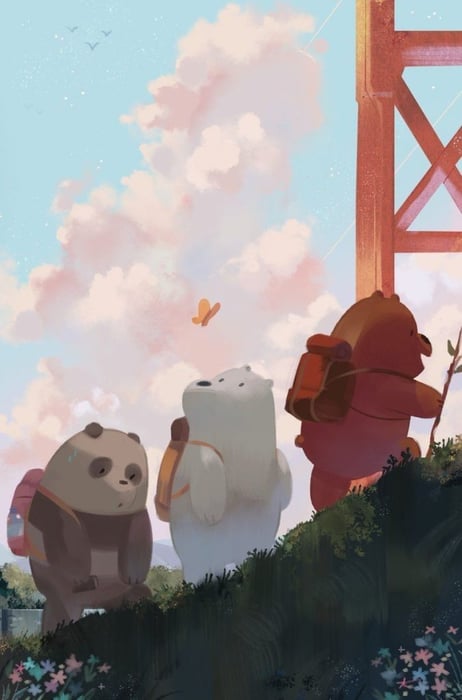 Bức tranh nền We Bare Bears đẹp lung linh