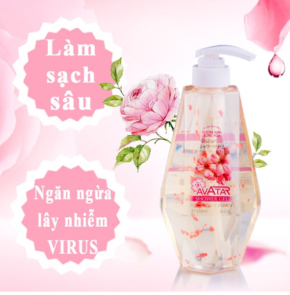 Sữa tắm thơm mịn da jojoba bông hoa Avatar Jojoba Shower Gel 350ml