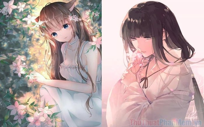 Bức tranh Anime nữ đơn giản đẹp